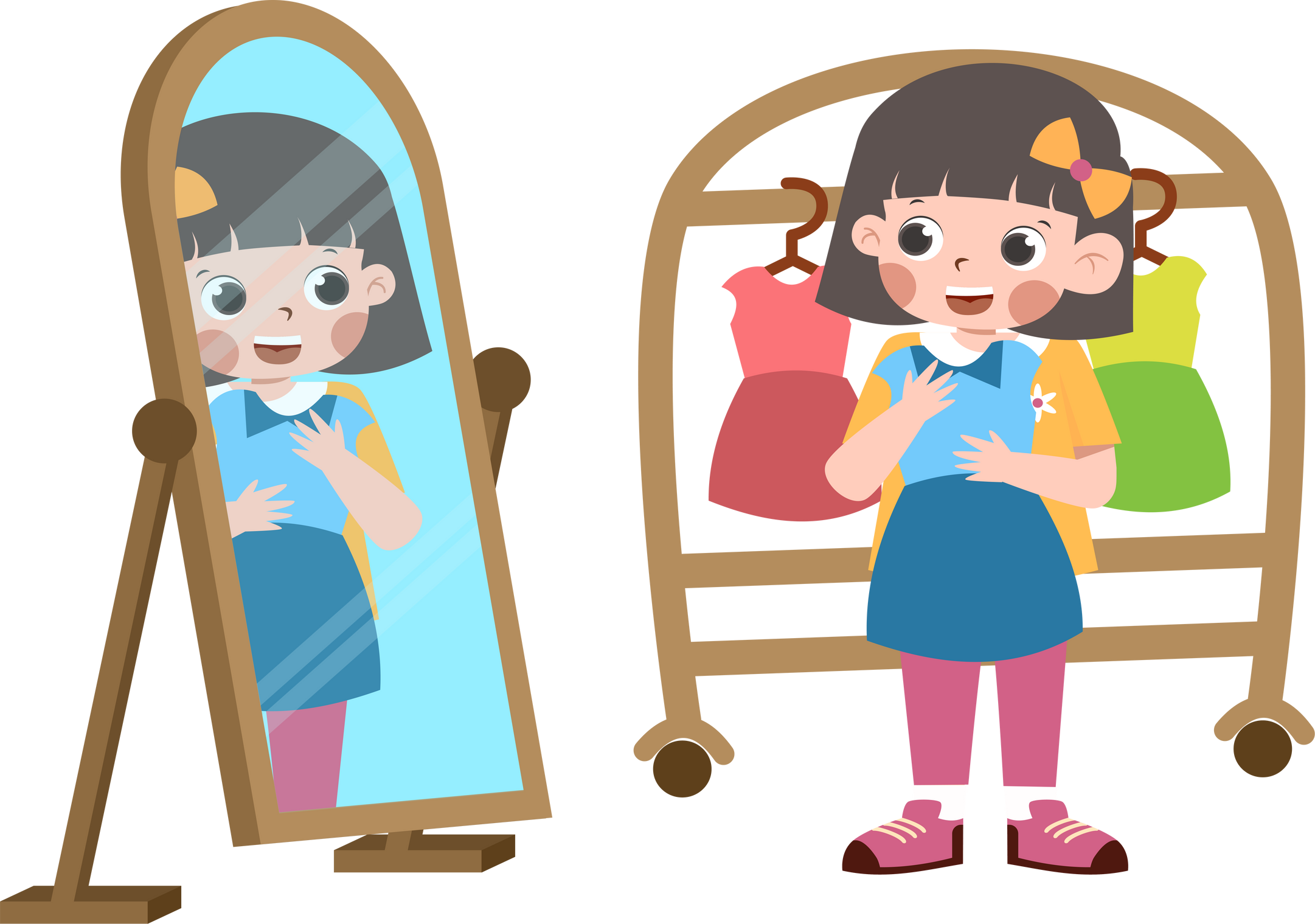 Kid dress up in front of mirror